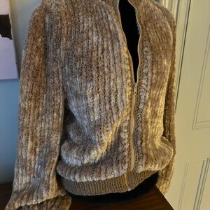 Vintage GLAM 80s Chenille Champagne Zip-Up Jacket